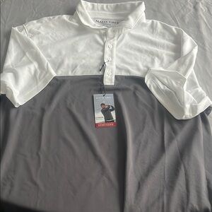White and Gray Color-Blocked Polo Shirt XL Matte Grey